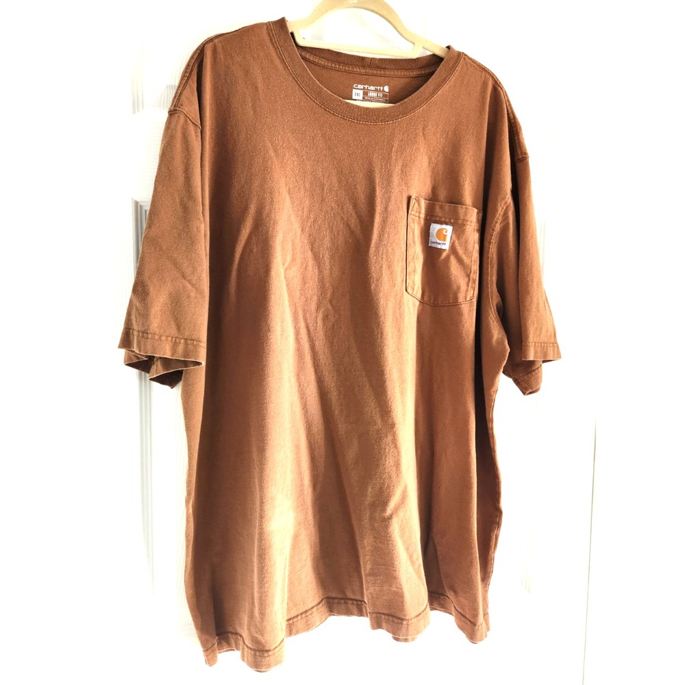 Carhartt Men's 2XL Loose Fit Pocket Crew Neck Solid Brown Short Sleeve Tee